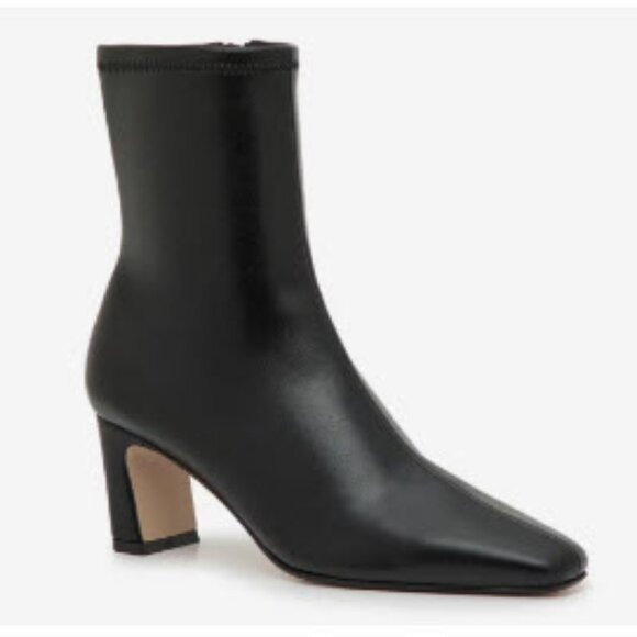 NWOB Womens Steve Madden Willah Black Faux Leather Ankle Zip Heeled Booties 7 - Picture 1 of 14